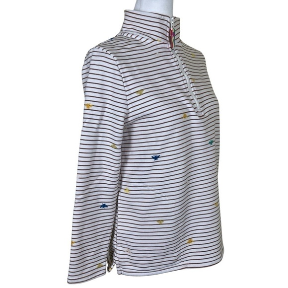 Joules Pip Print Casual 1/4 Zip Rainbow Striped Sweatshirt Bee Print Pastel 2 - Picture 6 of 16